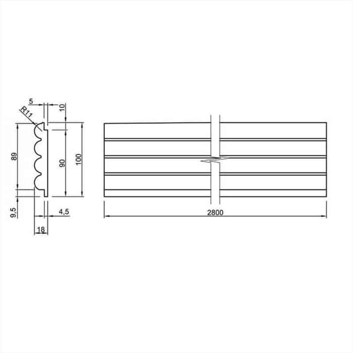 3D Πάνελ τοίχου MDF Graphite 2800 x 140 x 18mm, №01PA.2050.726 - Image 3