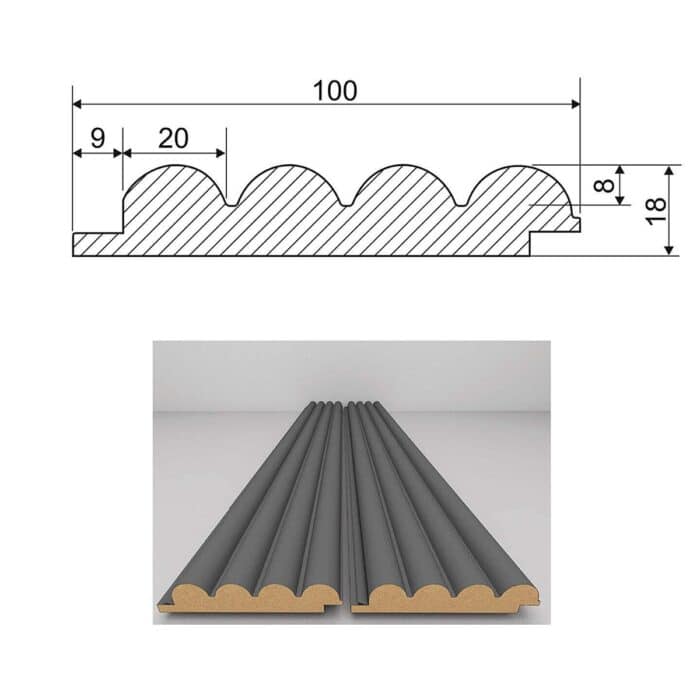 3D Πάνελ τοίχου MDF Light Walnut 2800 x 100 x 18mm, №01PA.2200.239 - Image 2