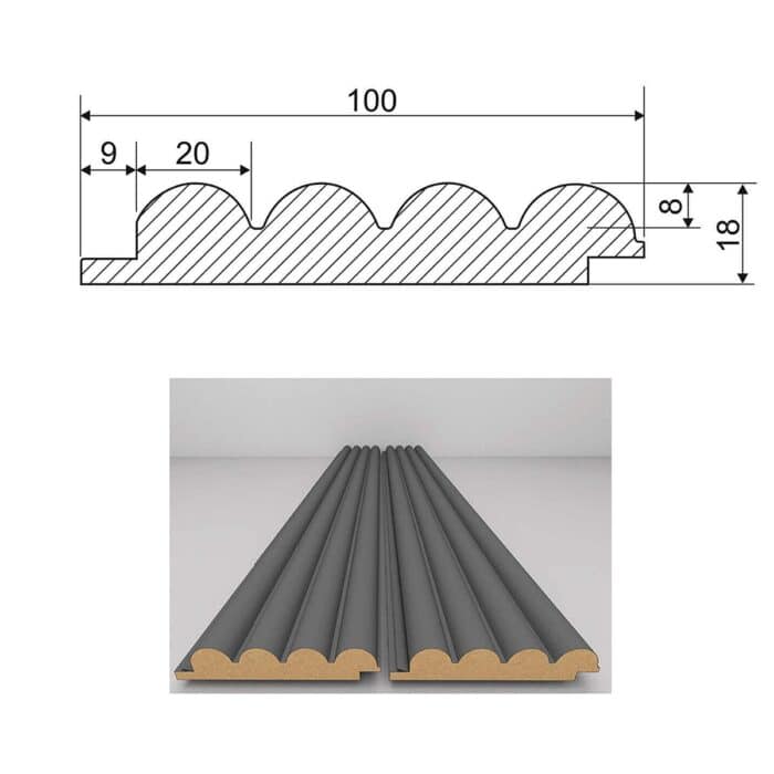 3D Πάνελ τοίχου MDF White matte 2800 x 100 x 18mm, №01PA.2200.734 - Image 3
