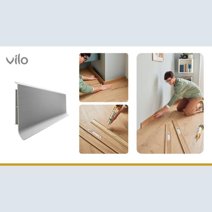 Σοβατεπί PVC Linela VILO 411 SILVER, 2000 x 80 x 16mm - Image 2