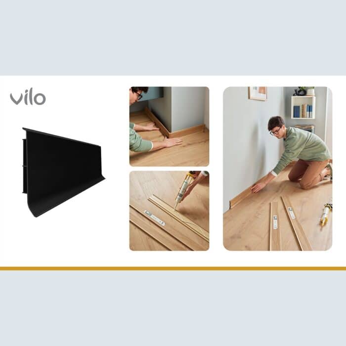 Σοβατεπί PVC Linela VILO 412 BLACK, 2000 x 80 x 16mm - Image 2