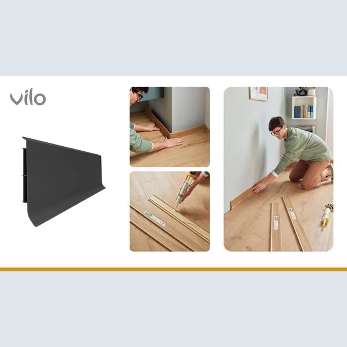 Σοβατεπί PVC Linela VILO 415 ANTHRACITE, 2000 x 80 x 16mm - Image 2