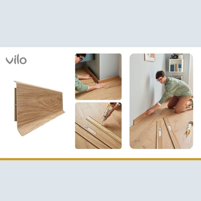 Σοβατεπί PVC Linela VILO 406 CANBERRA OAK, 2000 x 80 x 16mm - Image 2