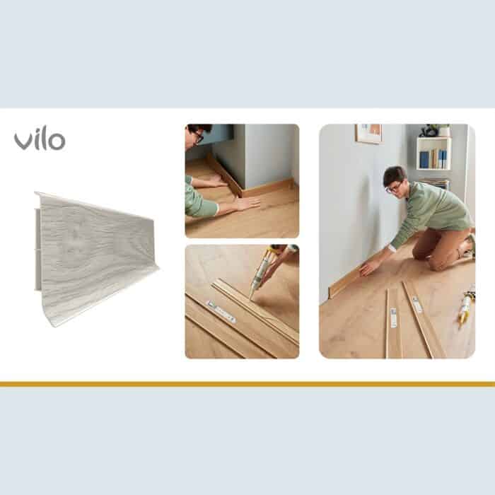 Σοβατεπί PVC Linela VILO 409 MELTON OAK, 2000 x 80 x 16mm - Image 2