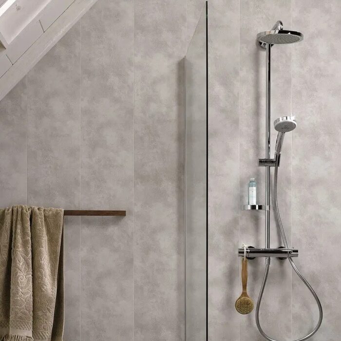 Πλαστική Επένδυση Ραμποτέ PVC Dumapan White concrete, 2600 x 250 x 10mm - Image 2