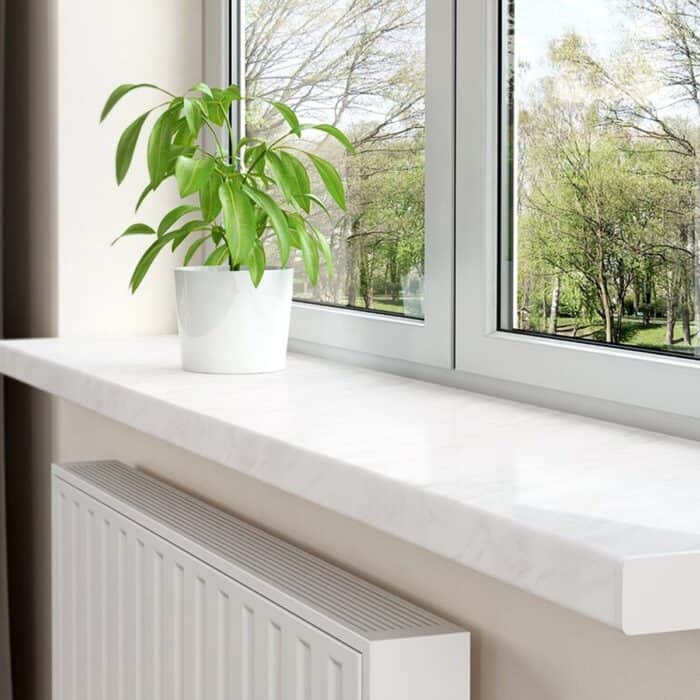 Ποδιά PVC Παραθύρου - Περβάζι - Καπάκι για εσωτερική χρήση, Vilo Μάρμαρο 2000 x 380 x 56mm - Image 2