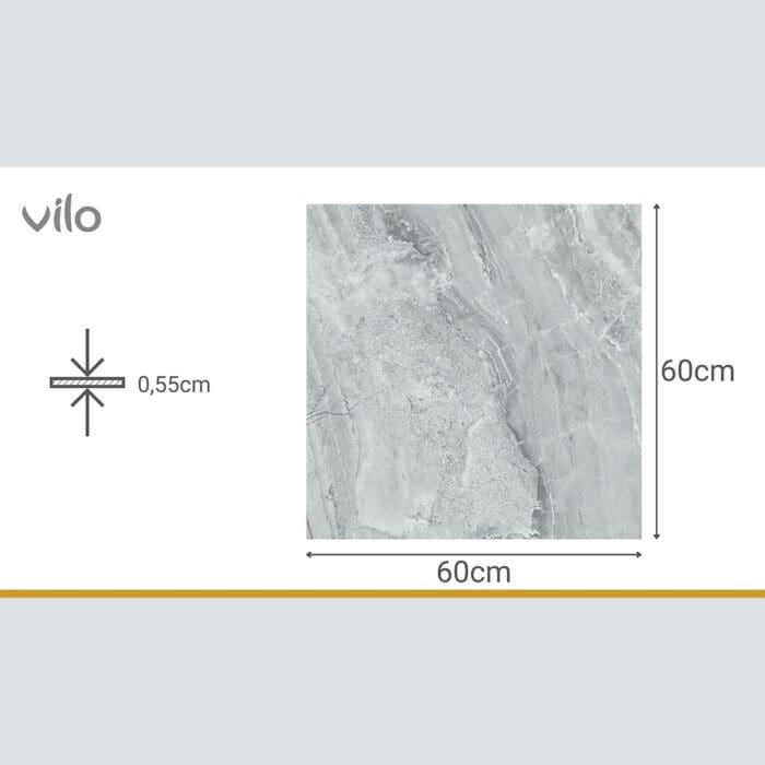 Βινυλικό Δάπεδο SPC VILO Ash Grey, 600 x 600 x 5.5mm 33/AC5 - Image 4