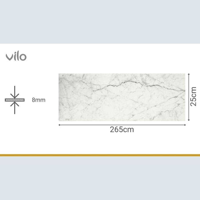 Πλαστική Επένδυση Ραμποτέ PVC VILO Blank Marble, 2650 x 250 x 8mm - Image 3