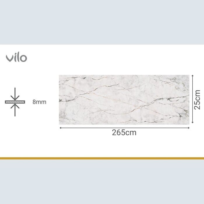 Πλαστική Επένδυση Ραμποτέ PVC VILO Gold Marble, 2650 x 250 x 8mm - Image 3
