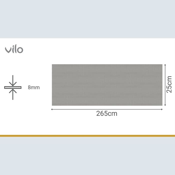 Πλαστική Επένδυση Ραμποτέ PVC VILO Silver Tiles, 2650 x 250 x 8mm - Image 3
