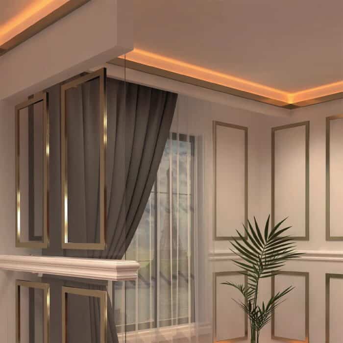 Κορνίζα οροφής με κρυφό φωτισμό HDPS DECOLUX LED ACL-005, 2m x 72mm x 41mm - Image 3