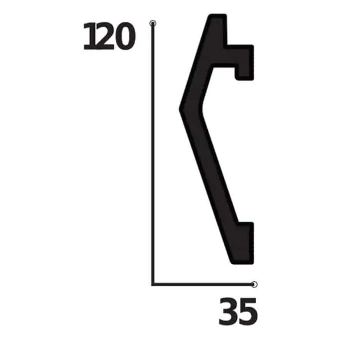 Κορνίζα οροφής με κρυφό φωτισμό HDPS DECOLUX LED ACL-015, 2m x 120mm x 35mm - Image 2