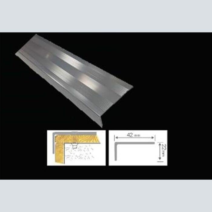 Προφίλ Αλουμινίου Σκαλοπατιού, 270cm x 42mm x 22mm, 021424 - Image 2