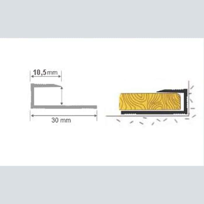 Προφίλ Αλουμινίου Τερματικό Πατώματος σε Χρυσό xρώμα, 90cm x 10.5mm, 021431 - Image 2