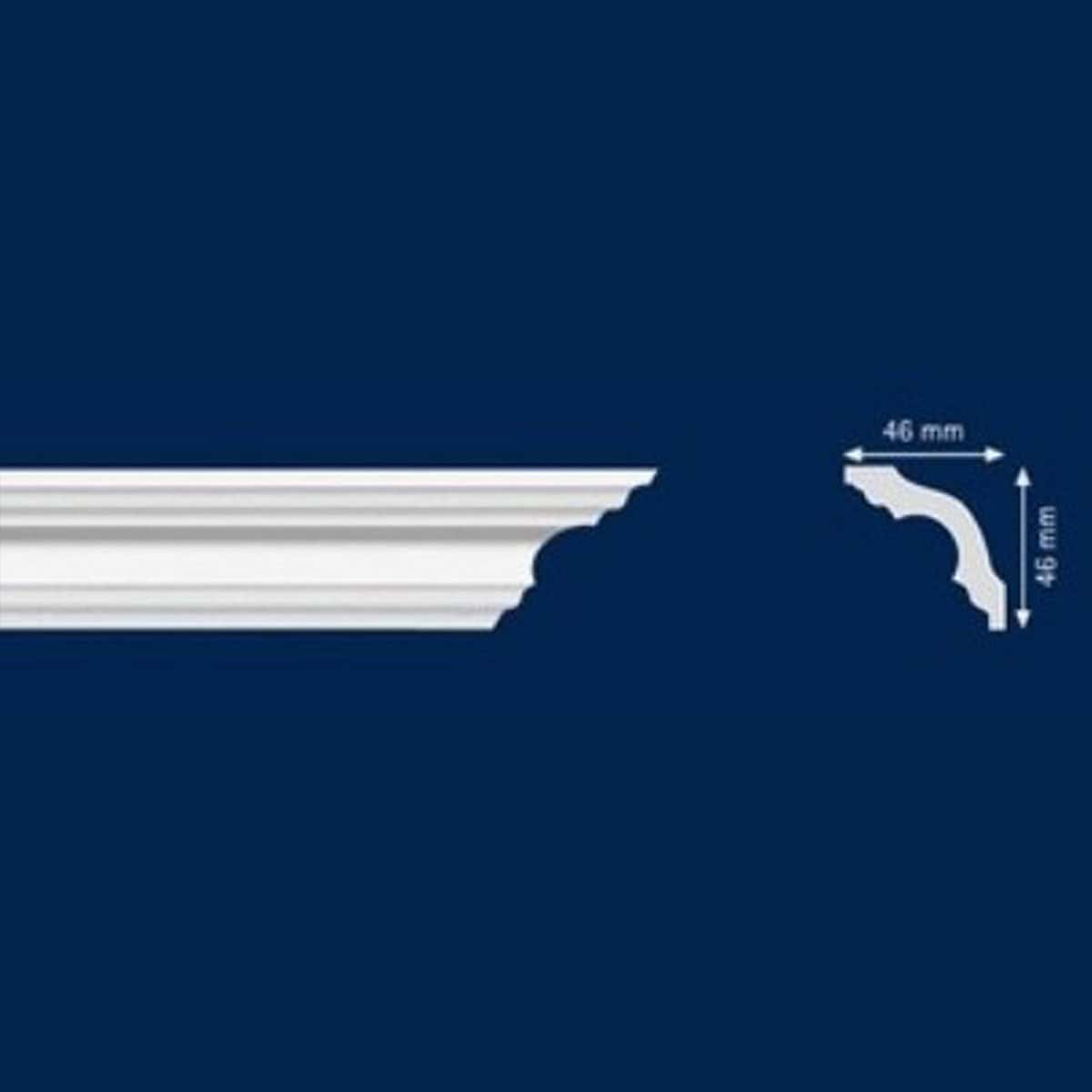 Διακοσμητική κορνίζα από φελιζόλ XPS / LD-K50 / 2m x 46mm x 46mm