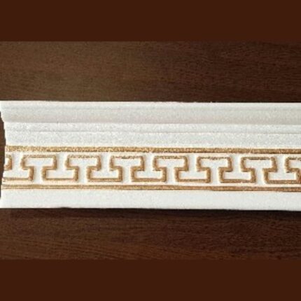 Διακοσμητική κορνίζα από φελιζόλ XPS / LD-M17 / Λευκό-Χρυσό / 2m x 80mm x 60mm