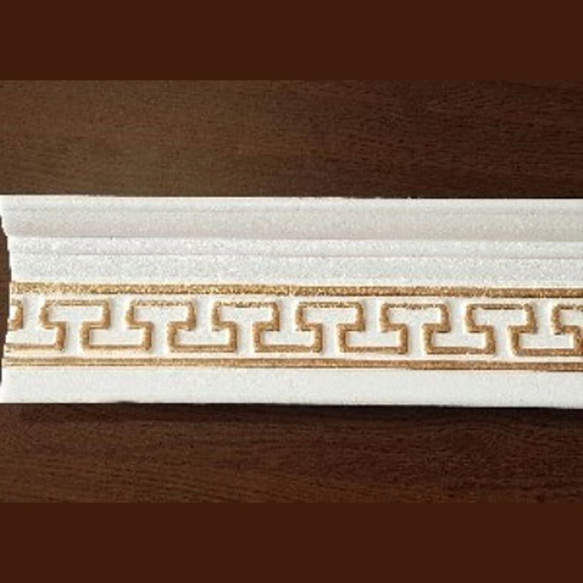 Διακοσμητική κορνίζα από φελιζόλ XPS / LD-M17 / Λευκό-Χρυσό / 2m x 80mm x 60mm