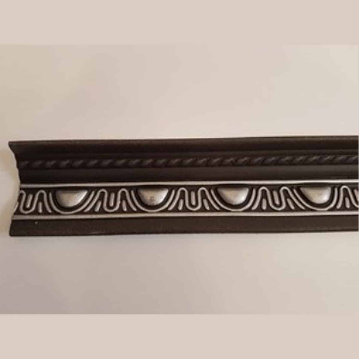 Διακοσμητική κορνίζα από φελιζόλ XPS / LD-M18 / Μαύρο-Ασημί / 2m x 80mm x 60mm