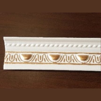 Διακοσμητική κορνίζα από φελιζόλ XPS / LD-M18 / Λευκό-Χρυσό / 2m x 80mm x 60mm