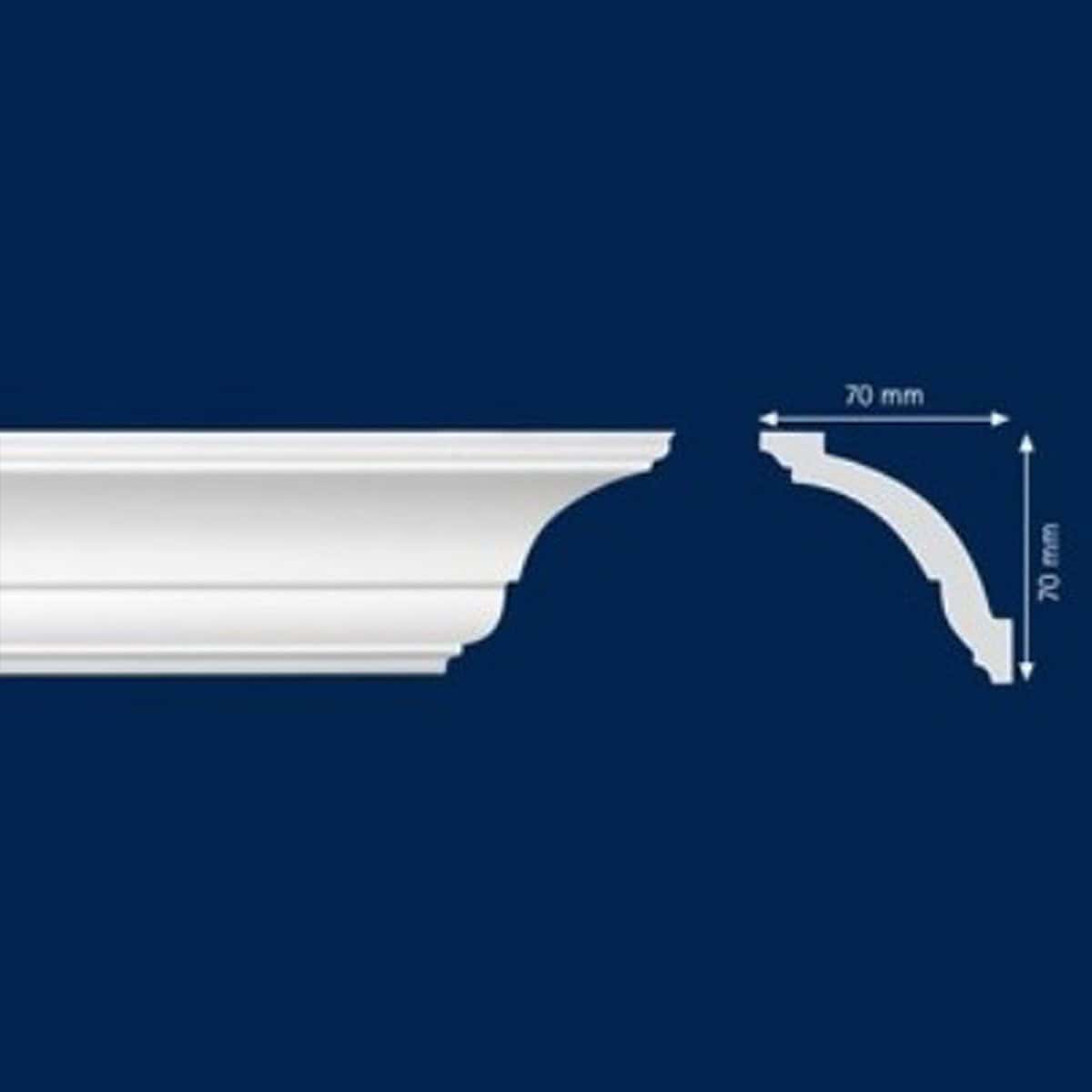 Διακοσμητική κορνίζα από φελιζόλ XPS / LD-AS / 2m x 70mm x 70mm