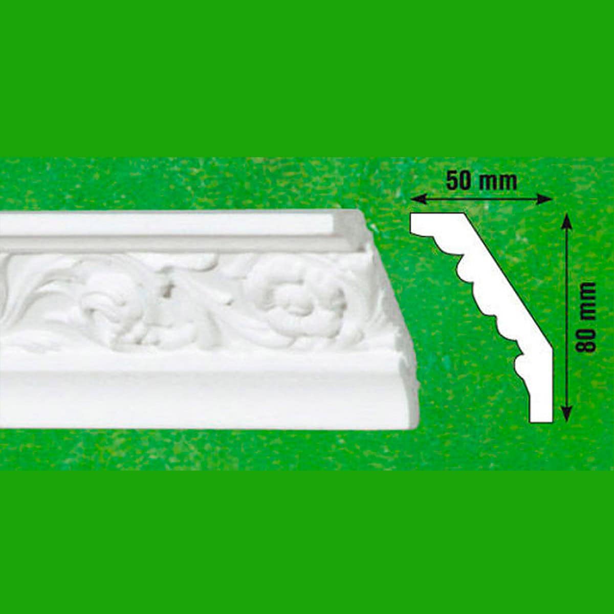 Διακοσμητική κορνίζα από φελιζόλ EPS G13 / 2m x 80mm х 50mm