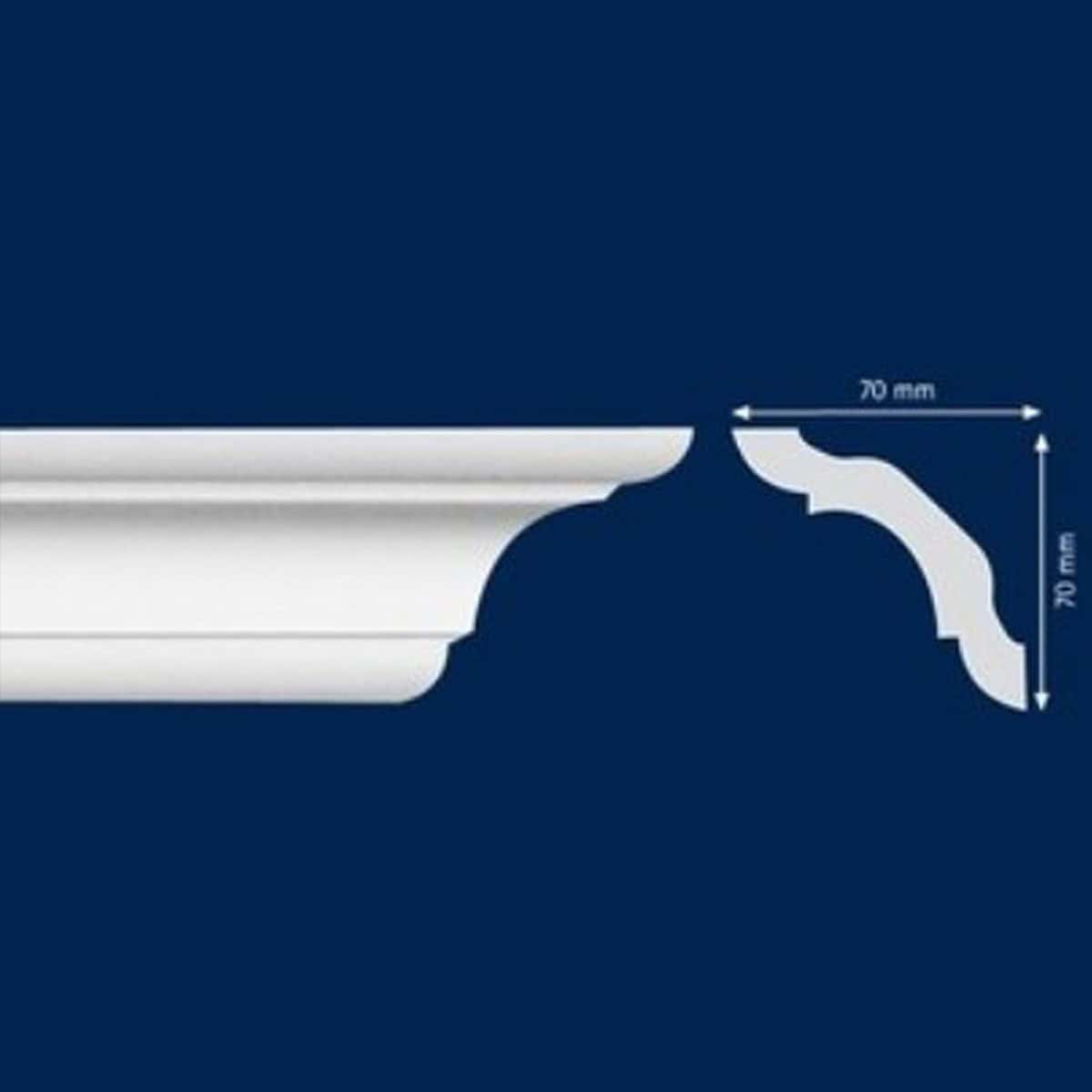 Διακοσμητική κορνίζα από φελιζόλ XPS / LD-C100 / 2m x 70mm x 70mm