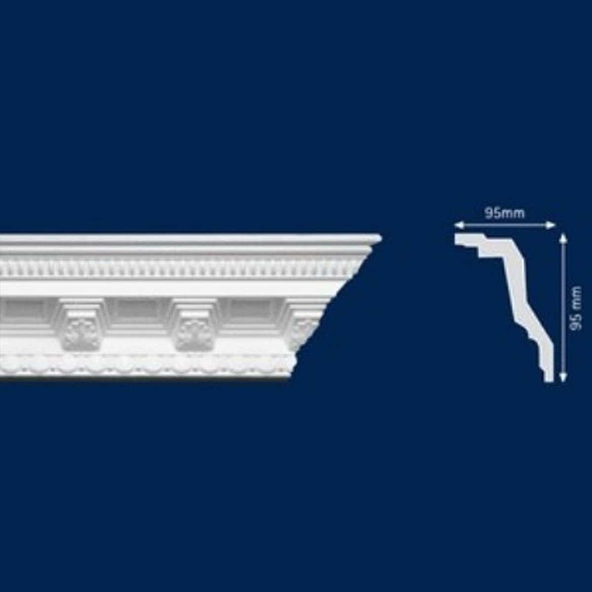 Διακοσμητική κορνίζα από φελιζόλ EPS LD / TINA / 2m x 95mm x 95mm