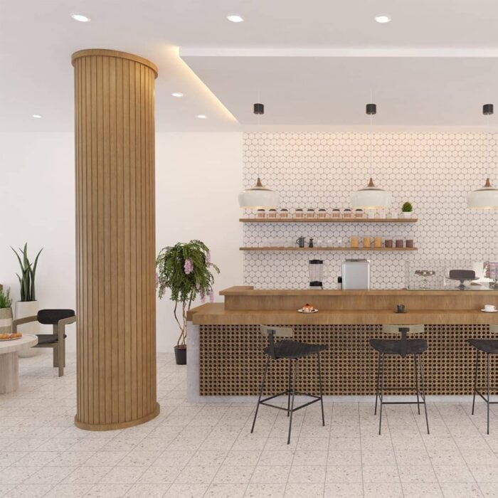 3D Πάνελ τοίχου για κυκλικές επιφάνειες MDF Flex Light Brown Oak 2800 x 60 x 18mm, 3D01 - Image 4