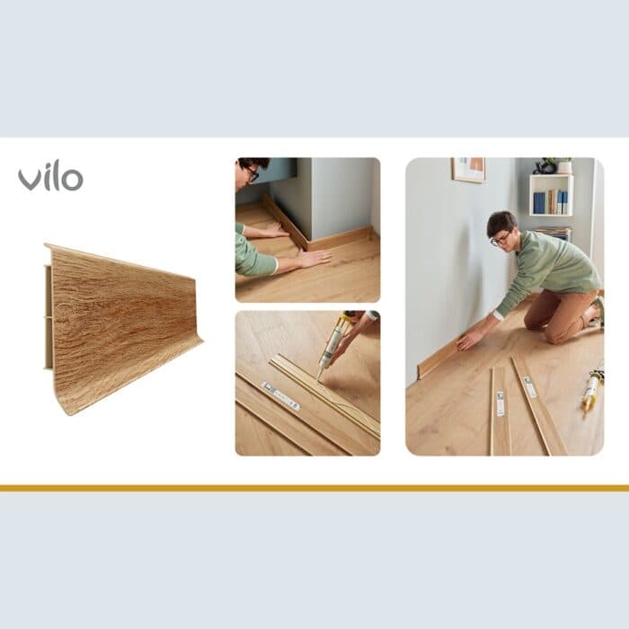 Σοβατεπί PVC Linela VILO 407 NEWCASTLE OAK, 2000 x 80 x 16mm - Image 2