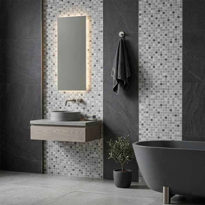3D PVC Πάνελ 0876 Grey Mix, 956 x 496mm - Image 2