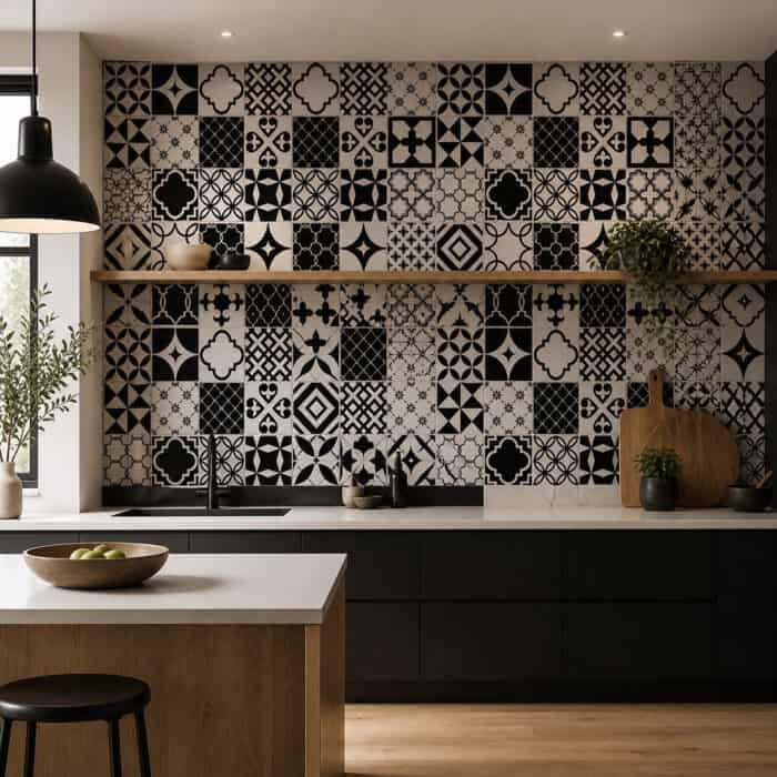 3D PVC Πάνελ 6899 Ασπρόμαυρα mix σχήματα, 960 x 485mm - Image 2