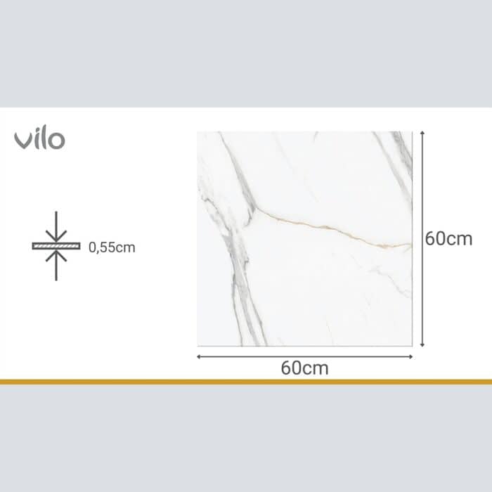 Βινυλικό Δάπεδο SPC VILO Calacatta White, 600 x 600 x 5.5mm 33/AC5 - Image 4