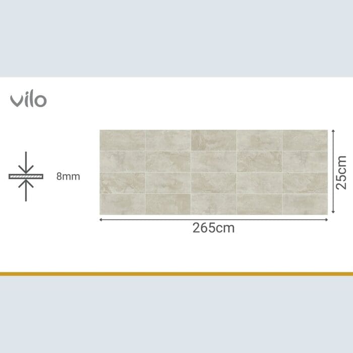 Πλαστική Επένδυση Ραμποτέ PVC VILO Beige Marble, 2650 x 250 x 8mm - Image 3