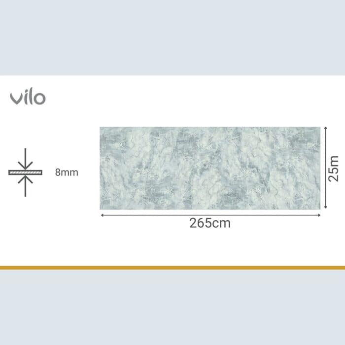 Πλαστική Επένδυση Ραμποτέ PVC VILO Blue Marble, 2650 x 250 x 8mm - Image 3