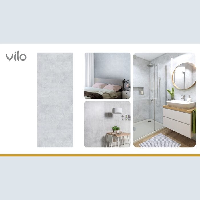 Πλαστική Επένδυση Ραμποτέ PVC VILO Concrete Gris, 2650 x 250 x 8mm - Image 4