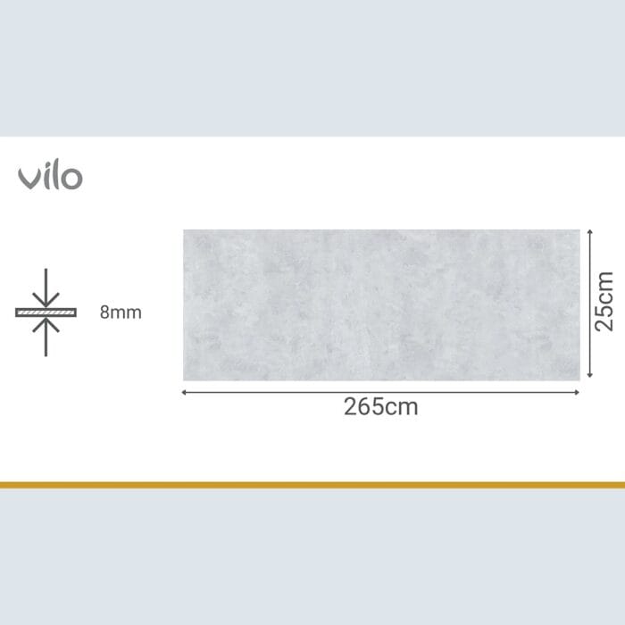 Πλαστική Επένδυση Ραμποτέ PVC VILO Concrete Gris, 2650 x 250 x 8mm - Image 3