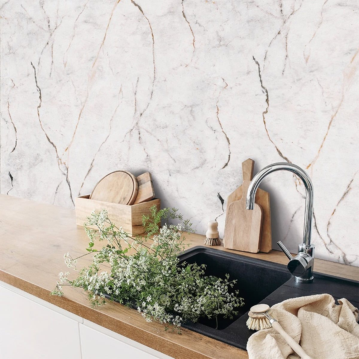 Πλαστική Επένδυση Ραμποτέ PVC VILO Gold Marble 2650 x 250 x 8mm