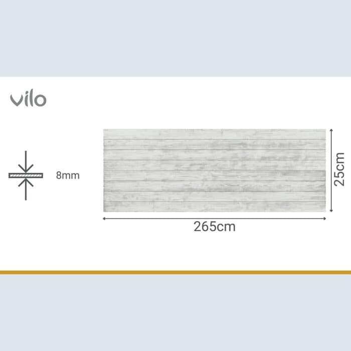 Πλαστική Επένδυση Ραμποτέ PVC VILO Grey Wood, 2650 x 250 x 8mm - Image 3