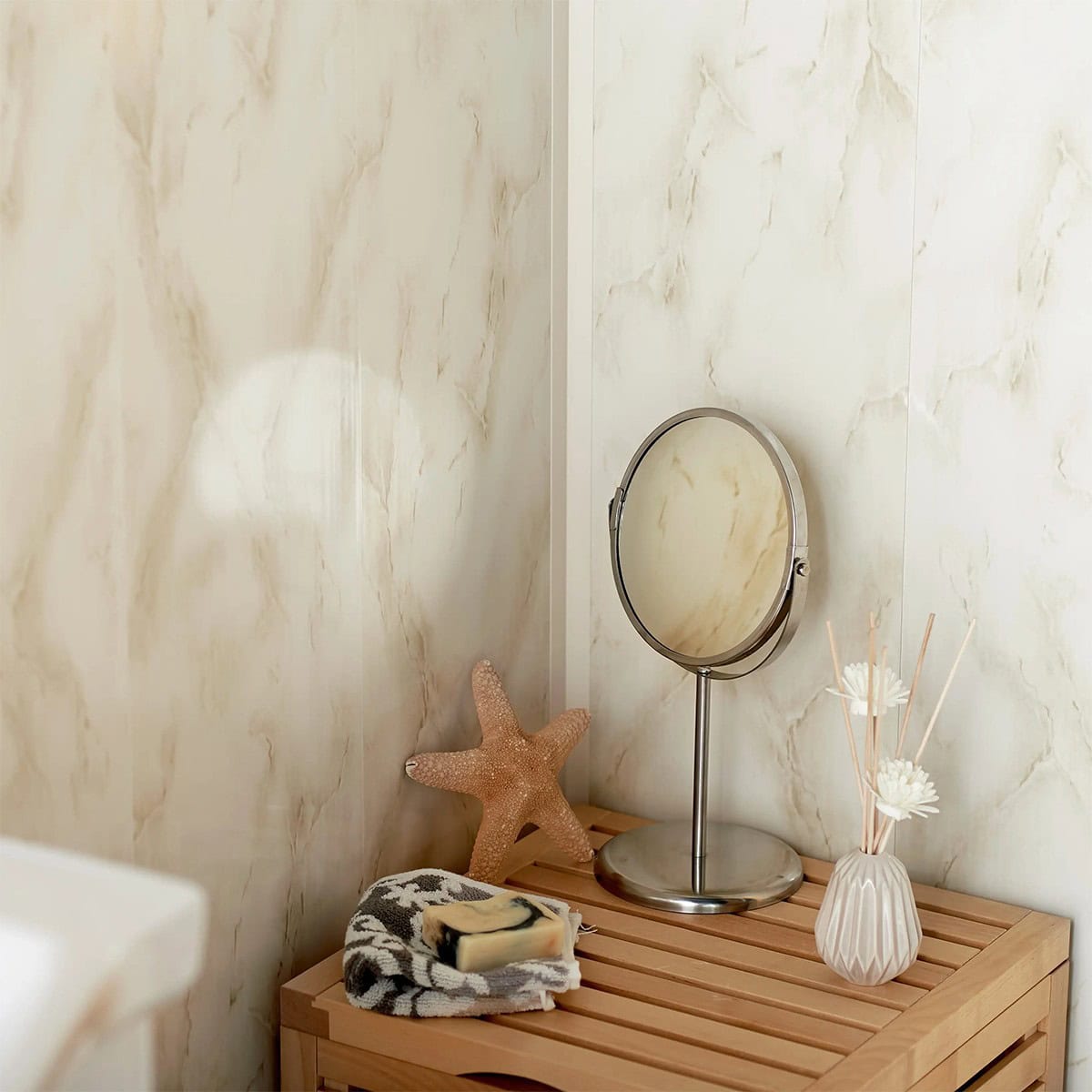 Πλαστική Επένδυση Ραμποτέ PVC DECOLINE Marble beige 2700 x 250 x 8mm
