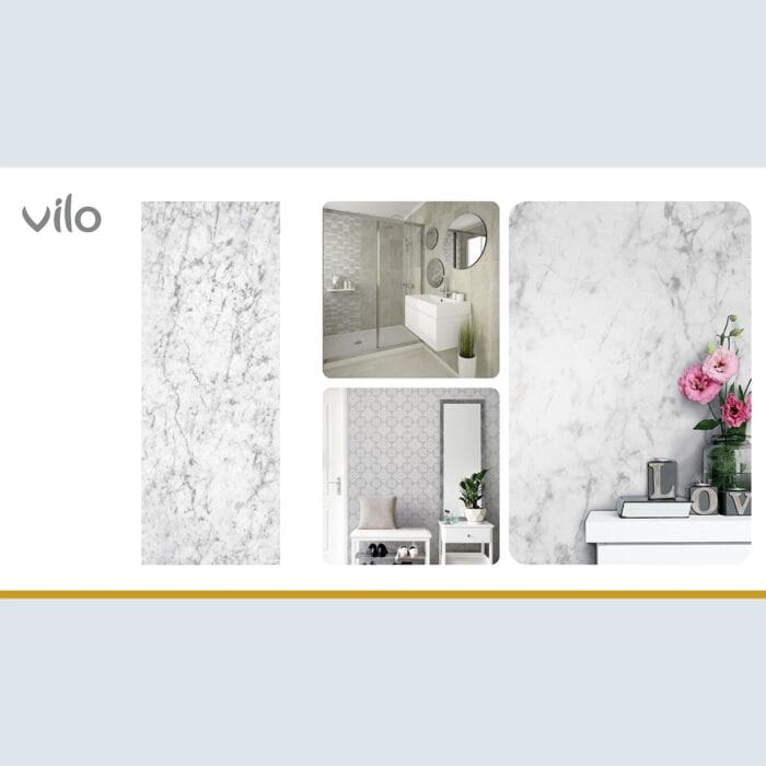 Πλαστική Επένδυση Ραμποτέ PVC VILO White Marble, 2650 x 250 x 8mm - Image 4