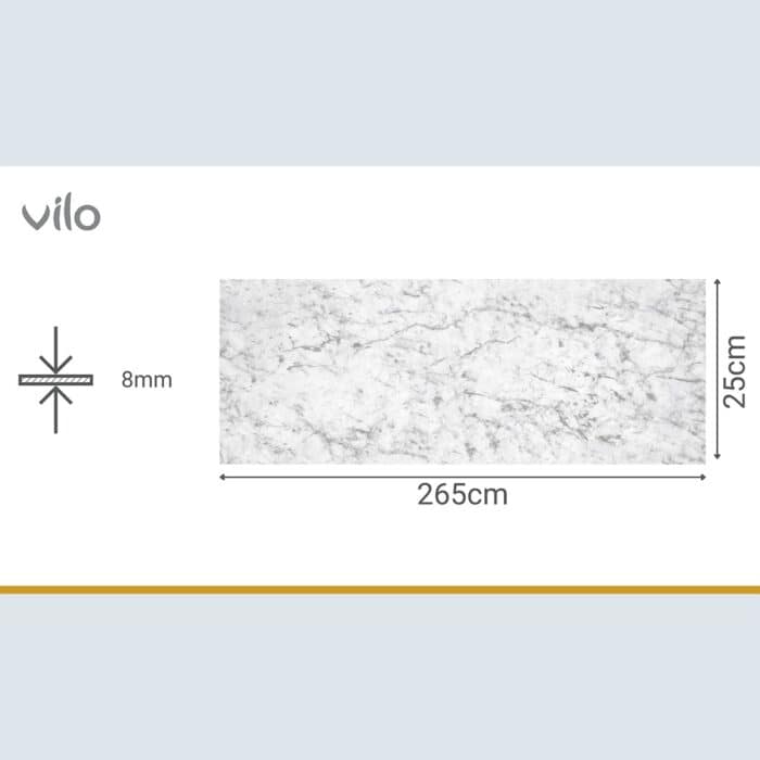 Πλαστική Επένδυση Ραμποτέ PVC VILO White Marble, 2650 x 250 x 8mm - Image 3