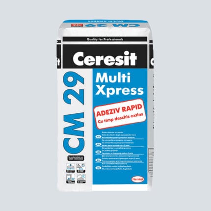 Εύκαμπτη Κόλλα Πλακιδίων Ταχείας Πήξεως με παρατεταμένο χρόνο εργασιμότητας CERESIT CM 29 MULTI EXPRESS (C2FTE) γκρι 25Kg