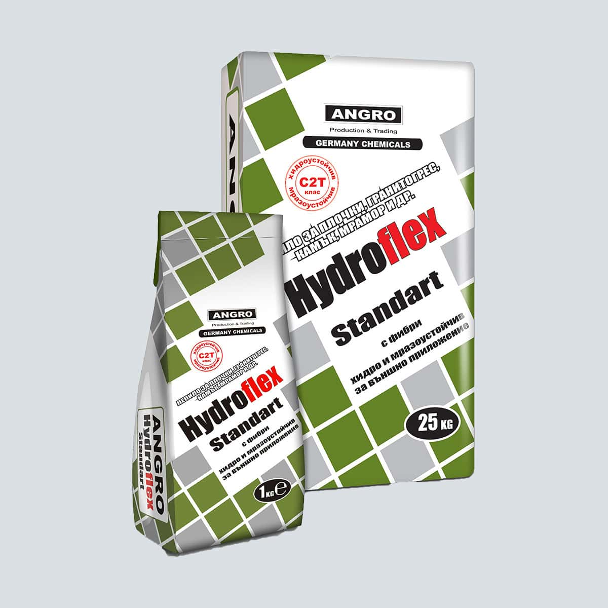 Ινοπλισμένη Κόλλα πλακιδίων ANGRO HYDROFLEX STANDART C2T 25Kg