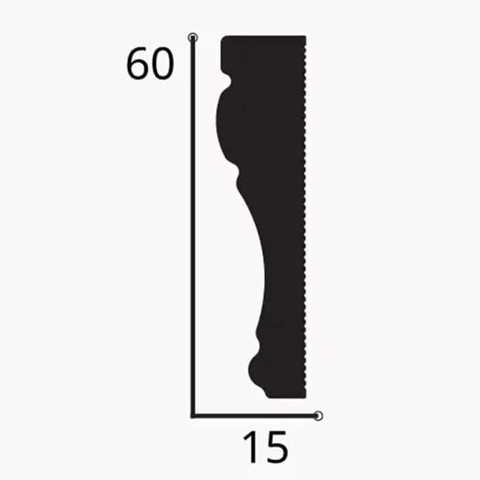 Κορνίζα επιτοίχια HDPS DECOLUX AB-6050, 2m x 60mm x 15mm - Image 2