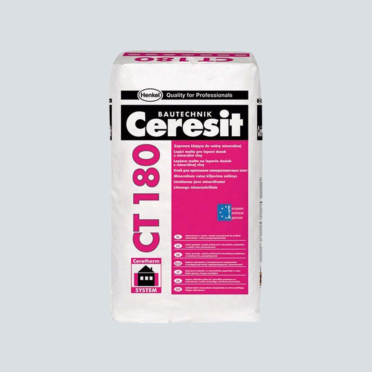 Κόλλα θερμοπρόσοψης CERESIT CT 180 για πετροβάμβακα, 25kg