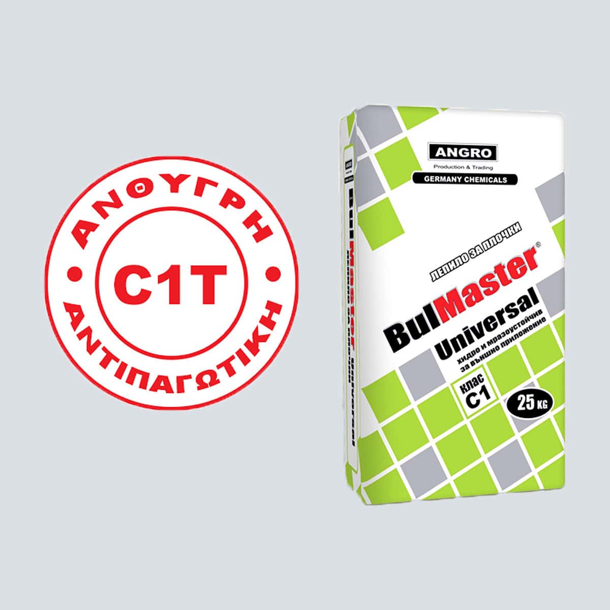 Κόλλα πλακιδίων λευκή ANGRO BULMASTER UNIVERSAL C1T 25kg