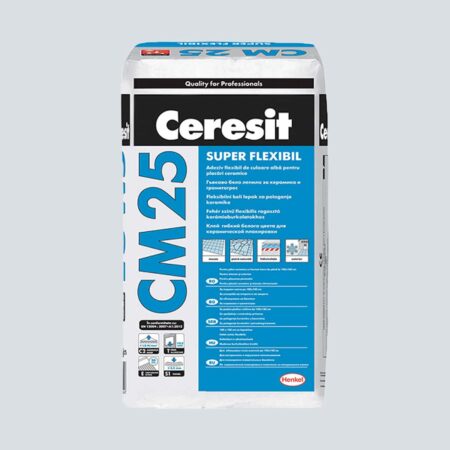 Κόλλα Πλακιδίων μαρμάρου και γρανίτη CERESIT CM 25 SUPER FLEXIBLE (C2 ΤΕ S1) λευκή 25kg