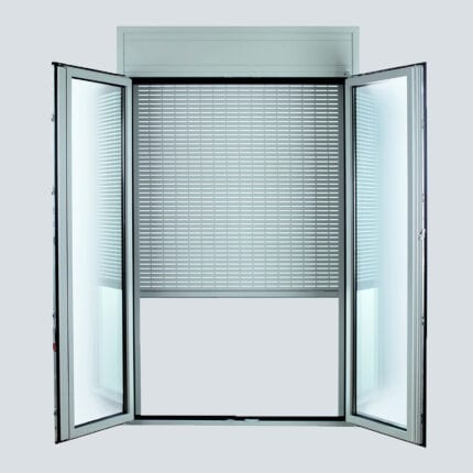 Μπαλκονόπορτα PVC Λευκή με επικαθήμενο ρολό