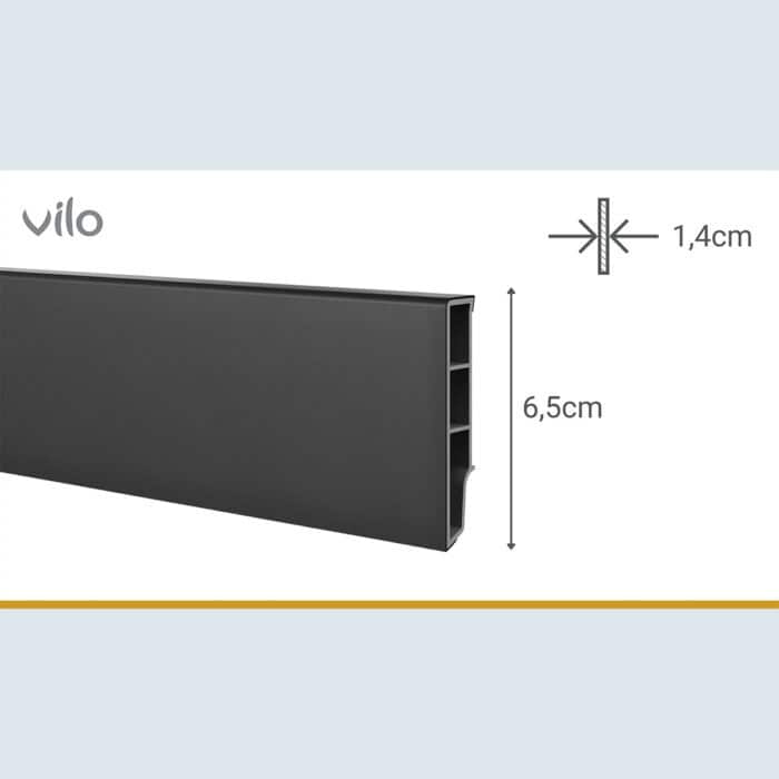 Σοβατεπί PVC Sempla 65 VILO BLACK 706, 2400 x 65 x 14mm - Image 4
