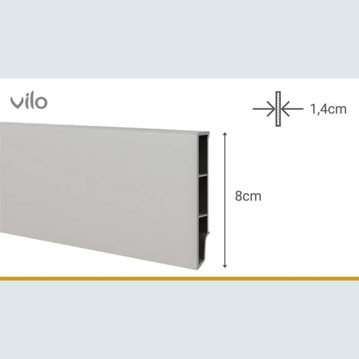 Σοβατεπί PVC Sempla 80 VILO PALE GREY 704, 2400 x 80 x 14mm - Image 3